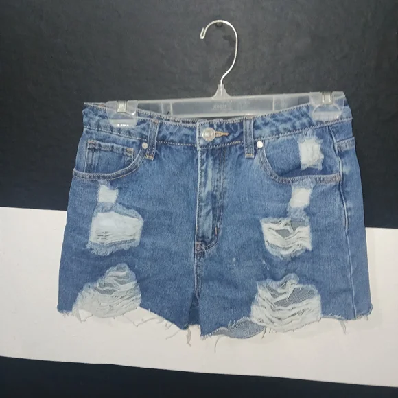 Denim Blvd Women ripped denim blue short - Picture 2 of 10